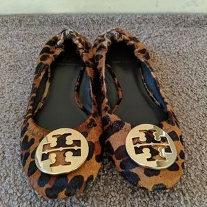 Tort Burch Reva Leopard Flats Size 8